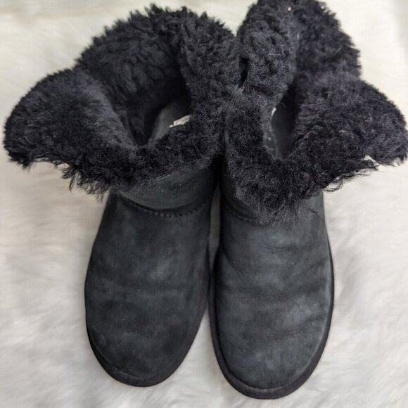 UGG Swarovski Bailey Button Bling Black Classic Calf Boots Women's Size US 8 - Picture 6 of 11